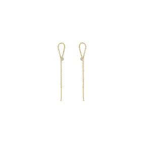 14k Diamond Bezel Loop Threader Earrings