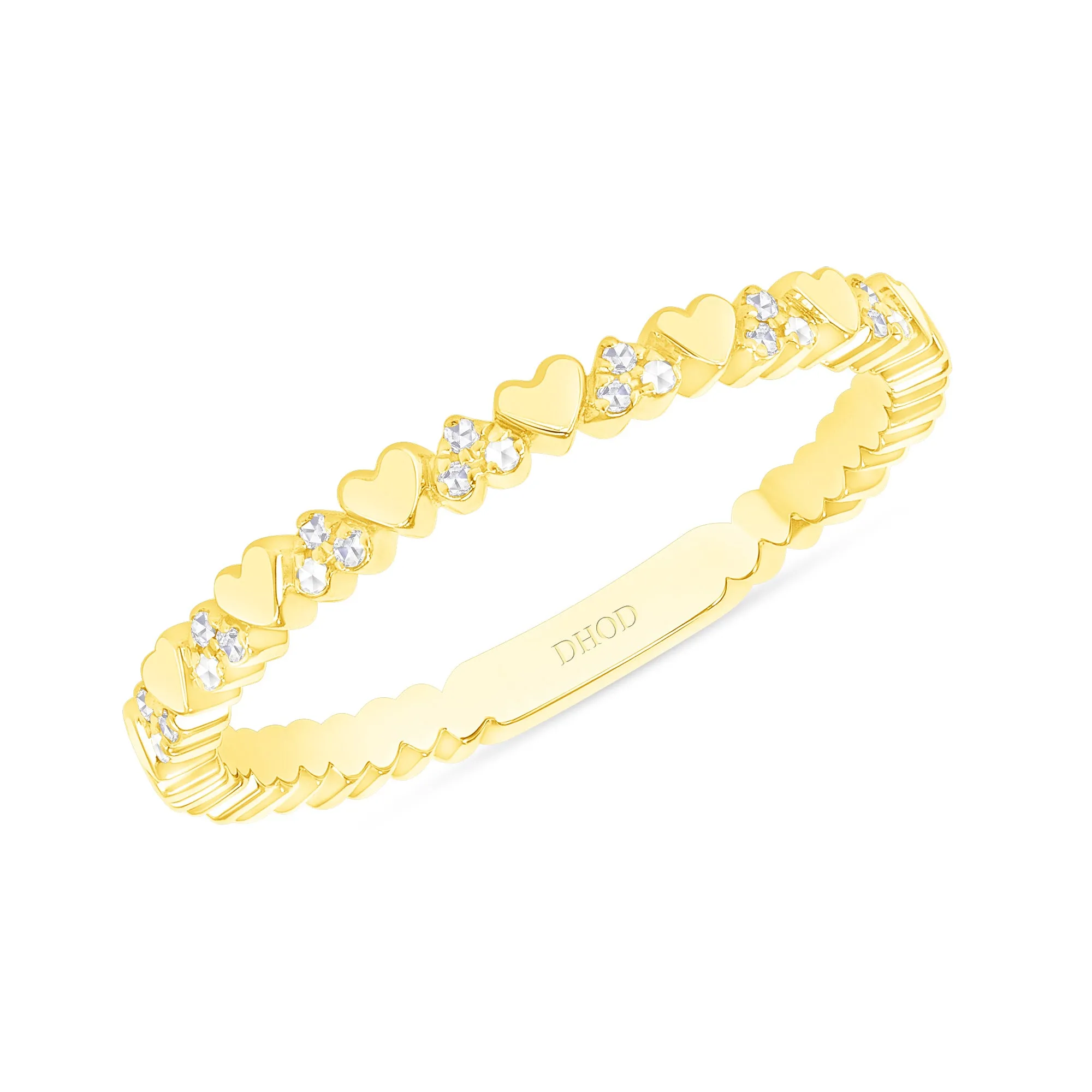 14K Gold and Diamond Heart Band