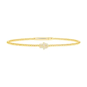 14k Gold Bubble Hamsa Diamond Bangle