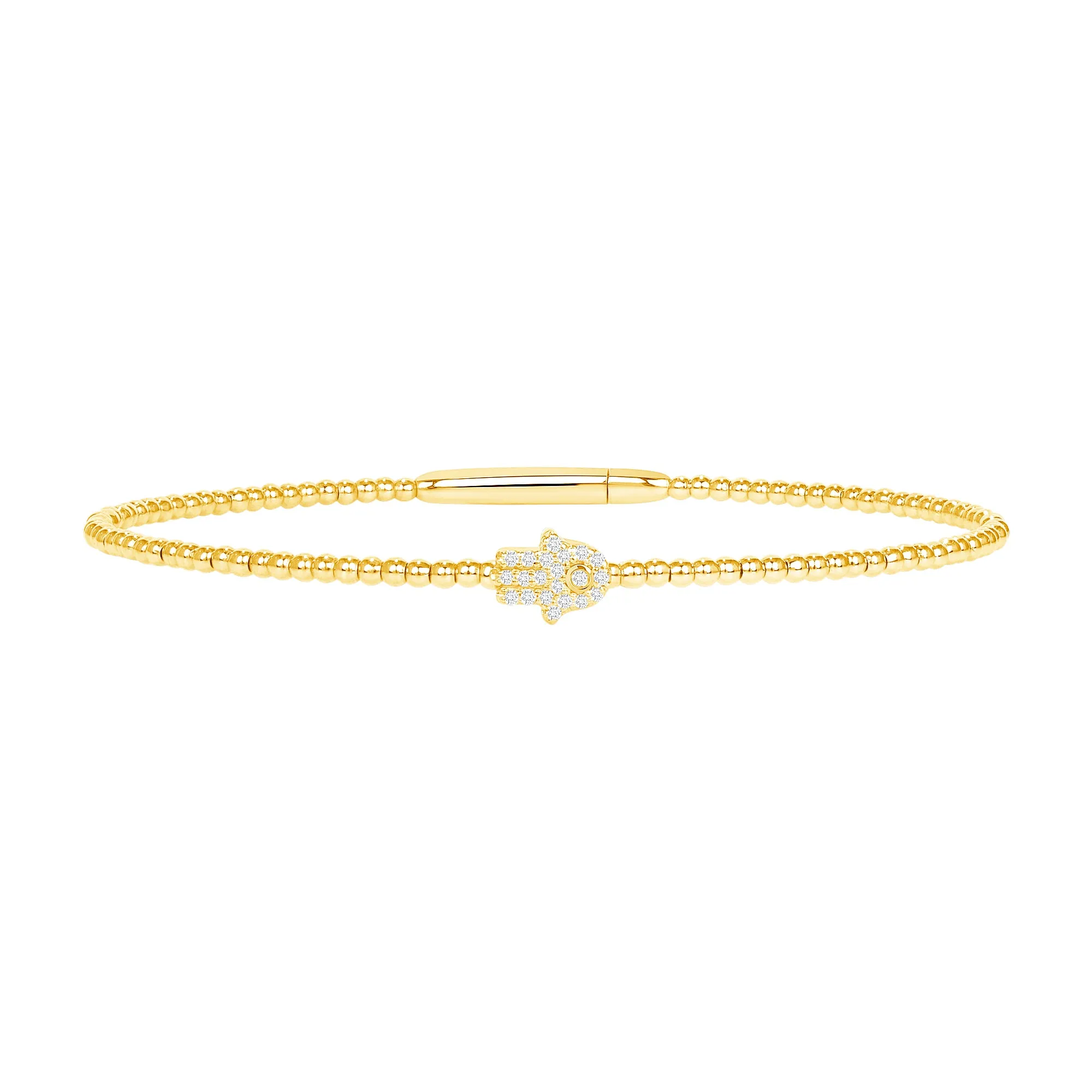 14k Gold Bubble Hamsa Diamond Bangle