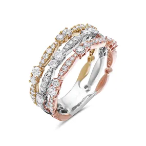 14k Tri-Color Diamond Band