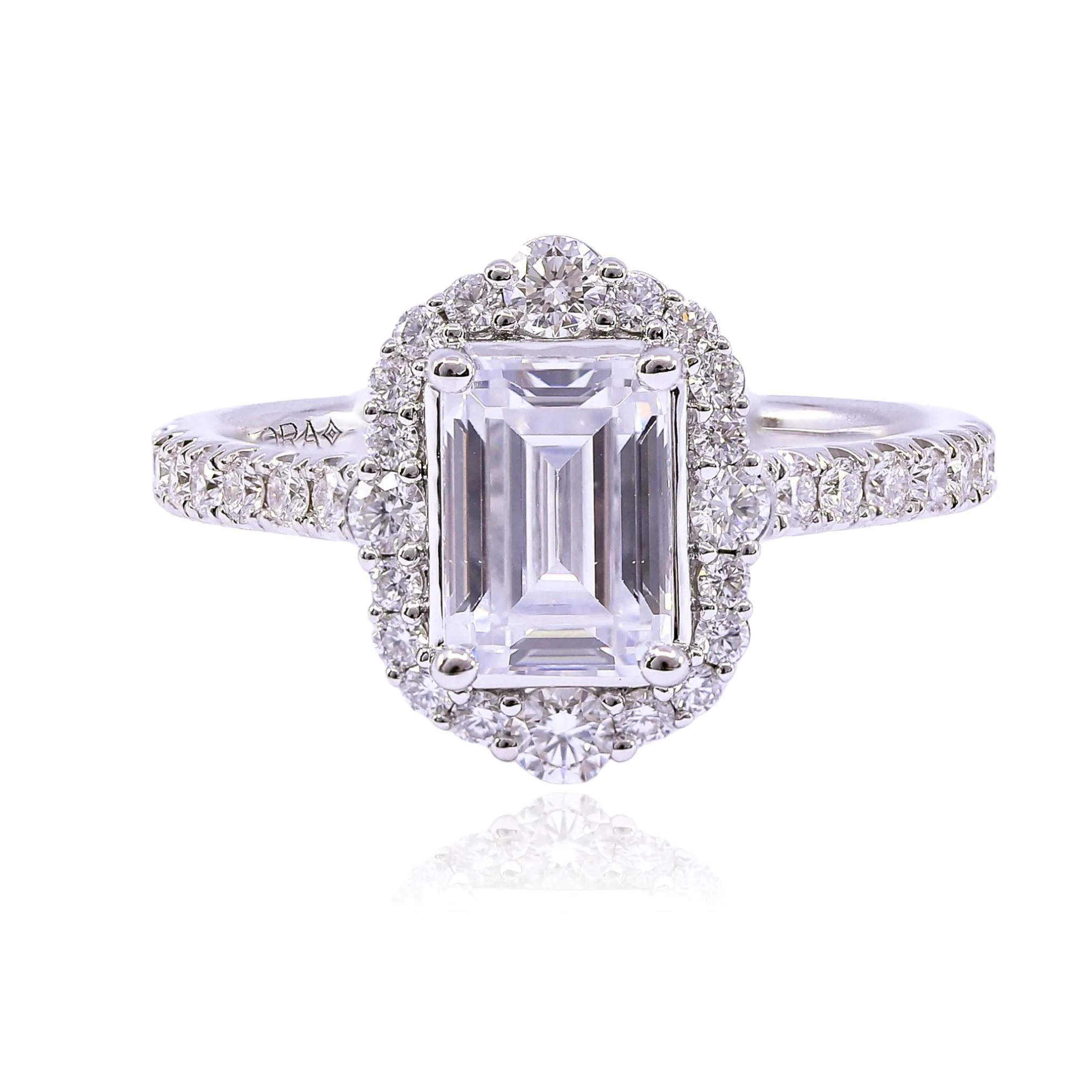 14K WHITE GOLD EMERALD CUT DIAMOND ENGAGEMENT RING - SETTING ONLY