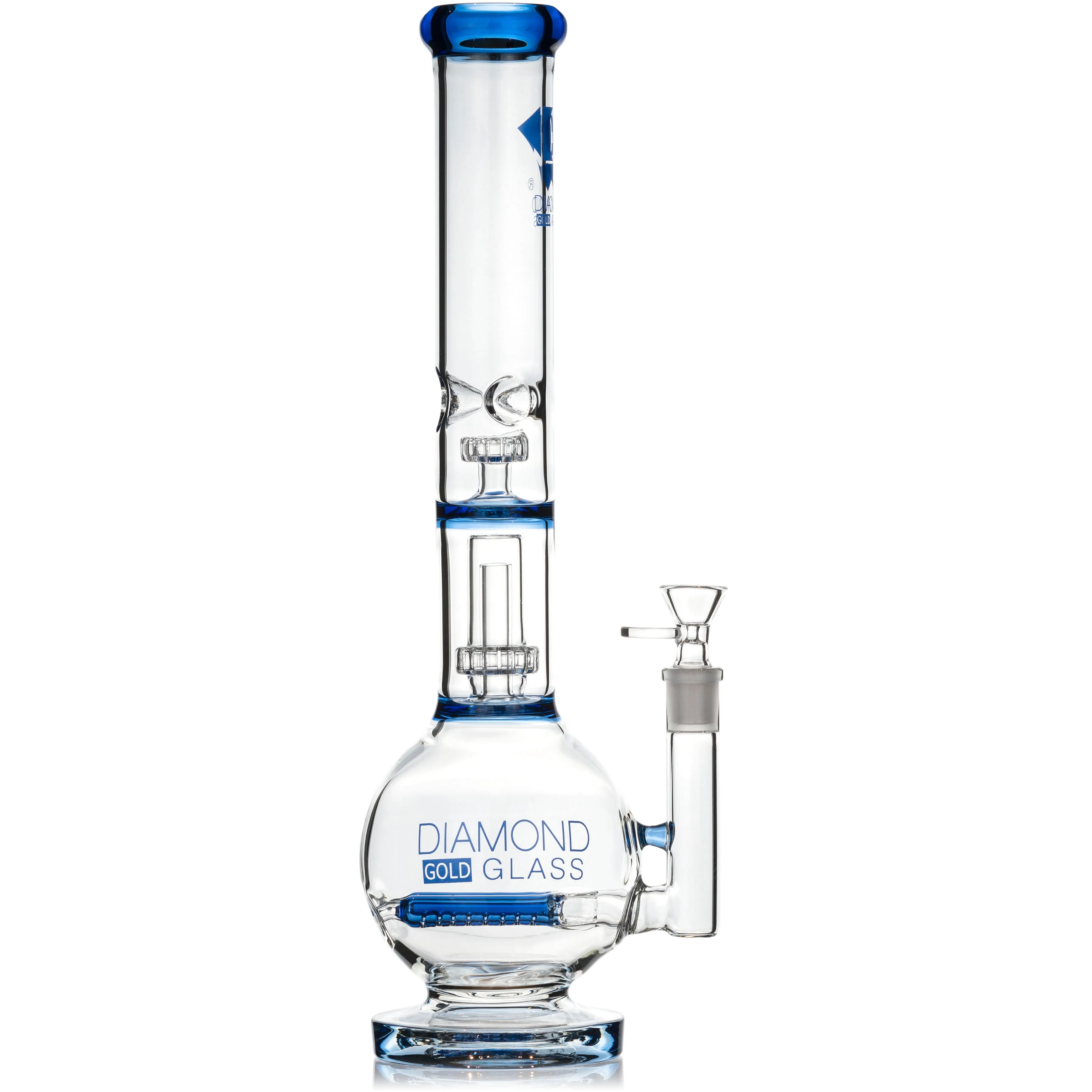 16 Dual Inline Showerhead Bong, by Diamond Glass