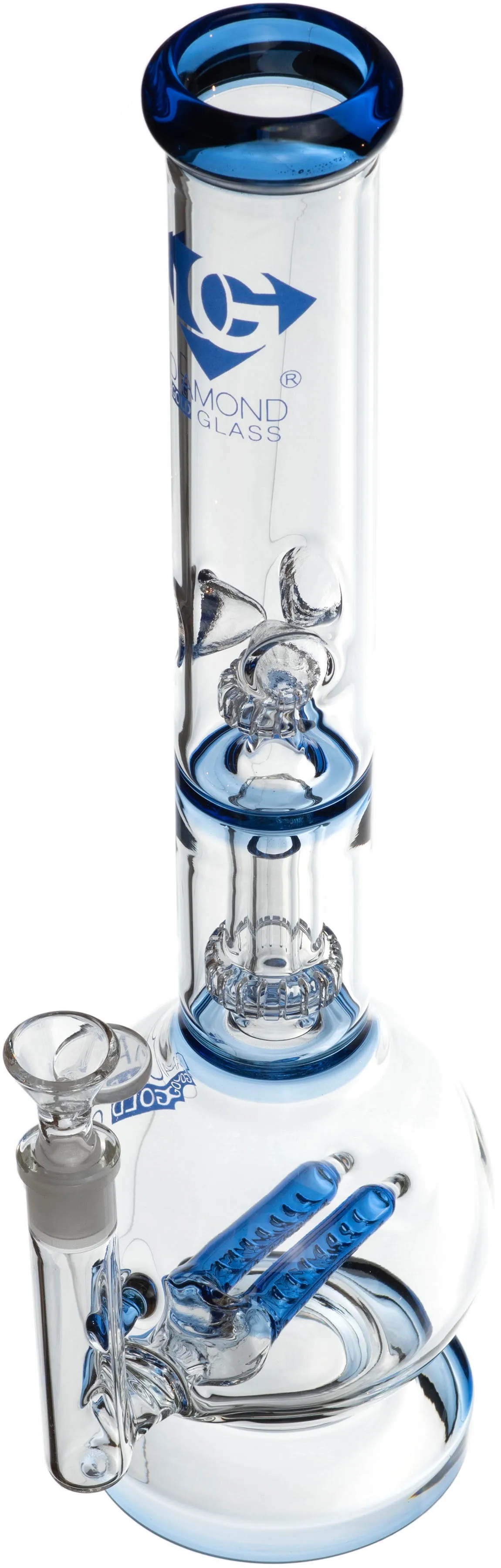 16 Dual Inline Showerhead Bong, by Diamond Glass