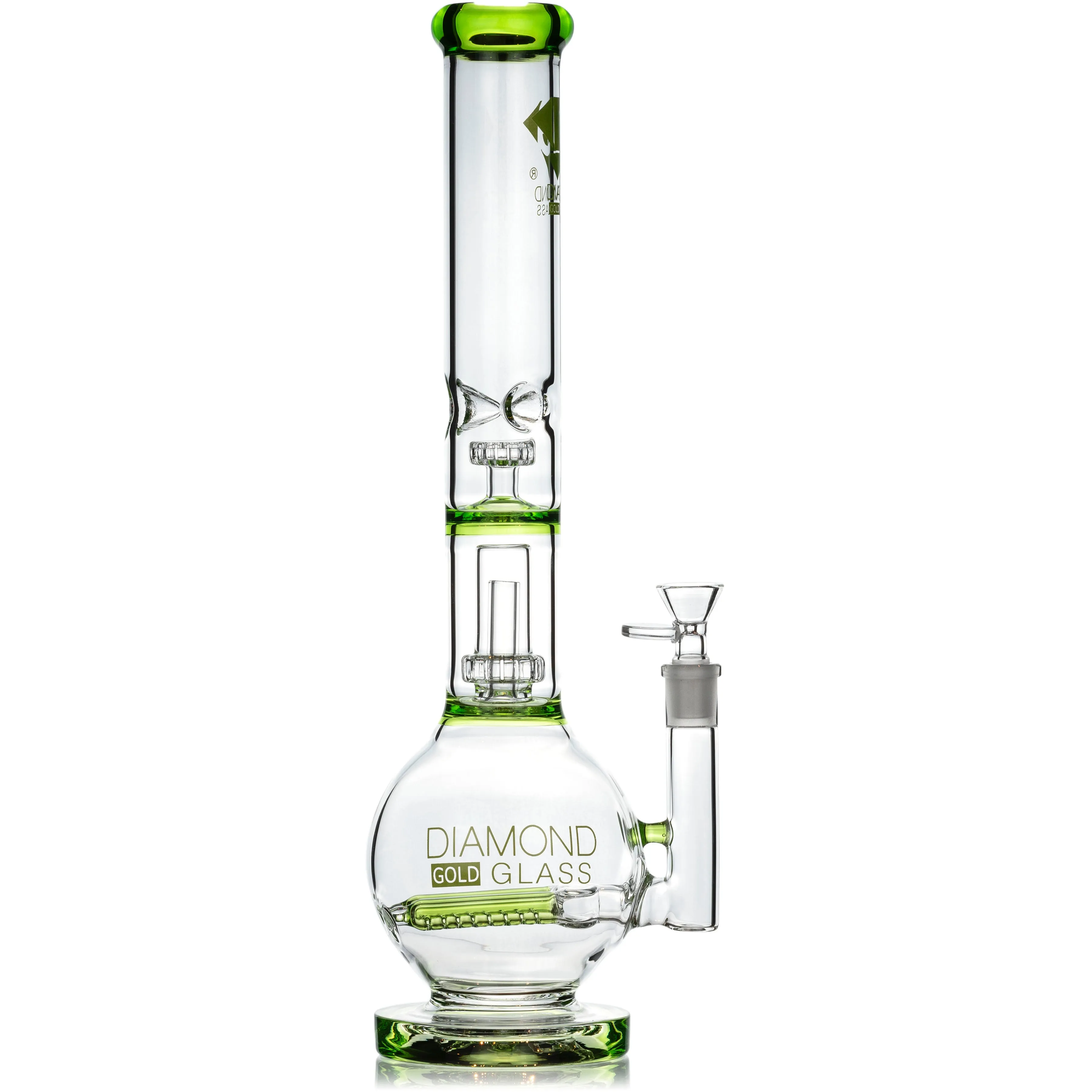 16 Dual Inline Showerhead Bong, by Diamond Glass