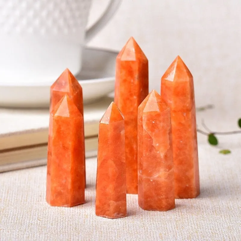 1pc Natural Crystal Point Sunstone Healing Stone Wand