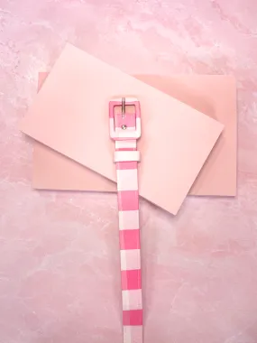 1" Belt in Pink and White Gingham Sateen - Vixen by Micheline Pitt