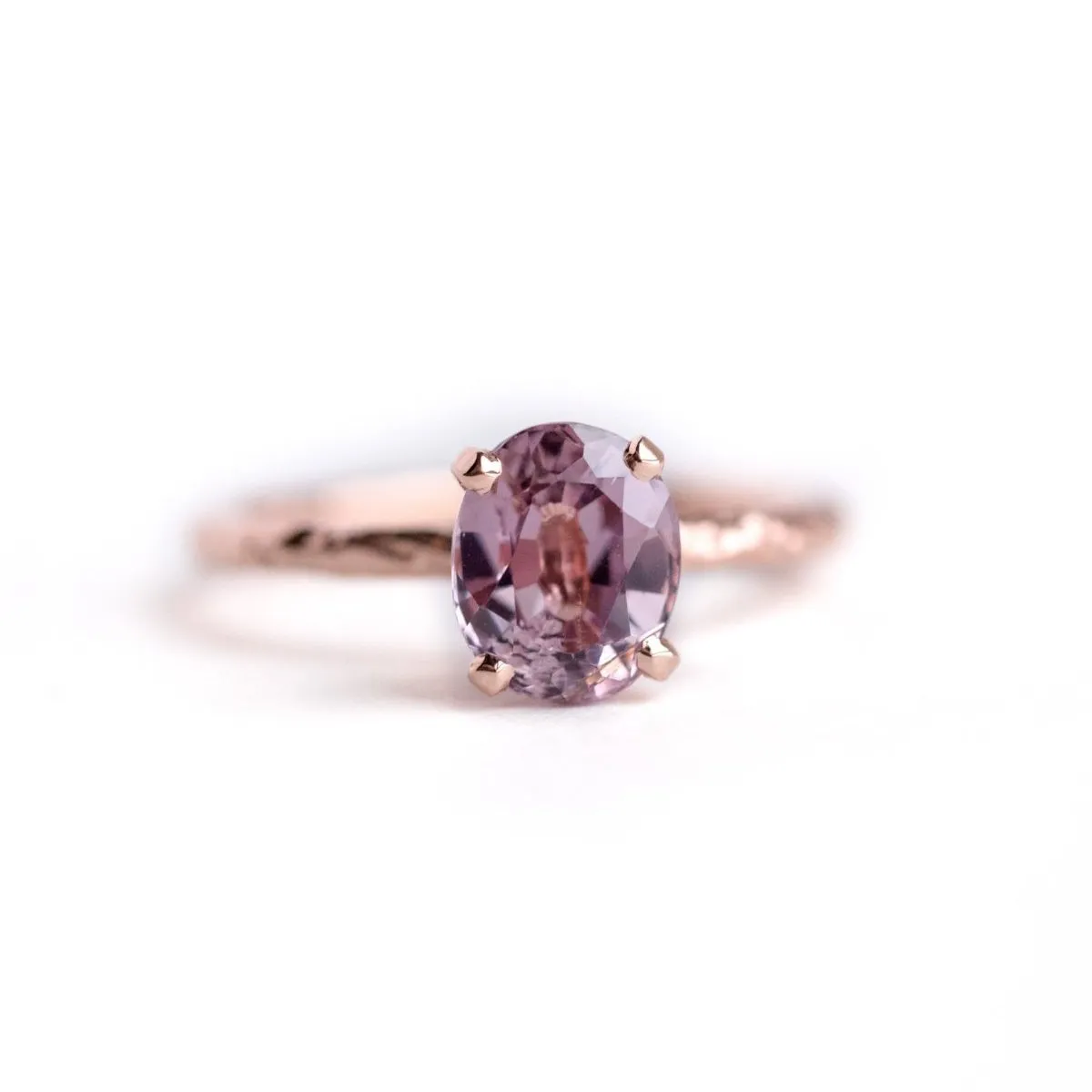 2.33ct Oval Pink Spinel Rose Gold Ring - Hand Carved 4-prong Solitaire Gemstone Ring by Anueva Jewelry