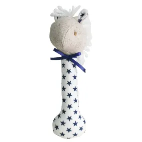 Alimrose Horse Stick Rattle White Navy Star