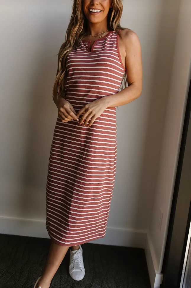 Ampersand Avenue Striped Midi Dress - Cherry Blossom