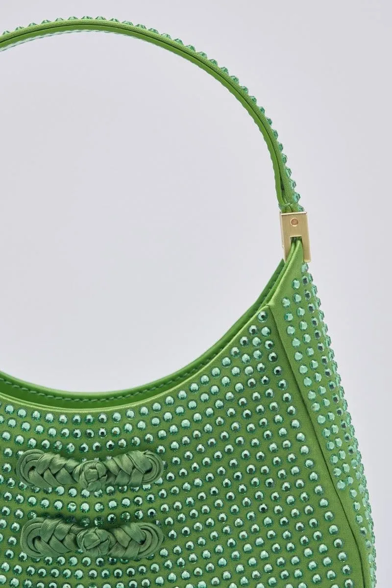 APPLE GREEN CRYSTAL MINI TOP HANDLE BAG