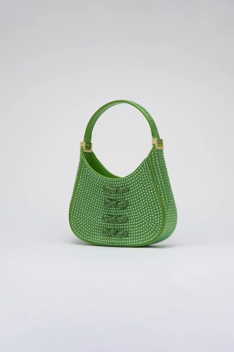 APPLE GREEN CRYSTAL MINI TOP HANDLE BAG