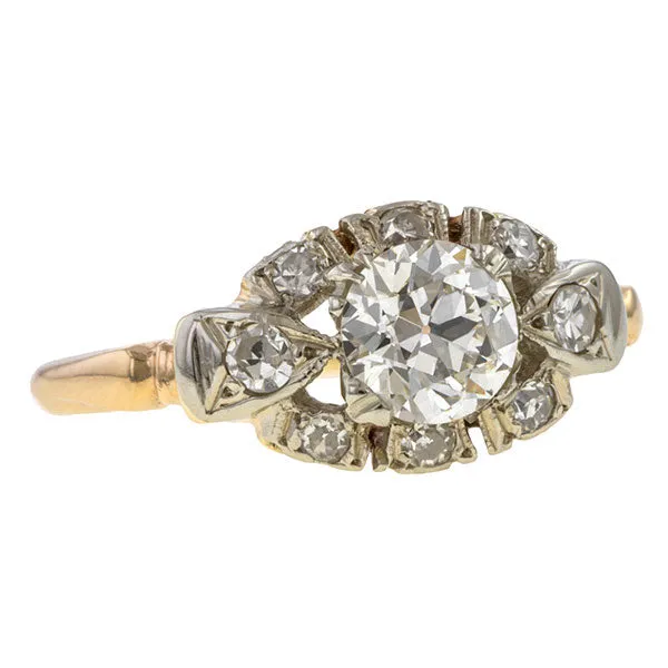 Art Deco Diamond Engagement Ring, Old Euro 0.71ct.