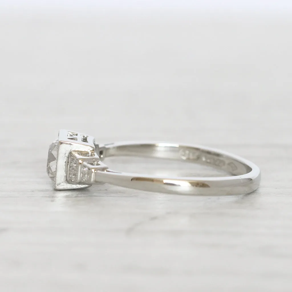 Art Deco Style 0.94 Carat Old European Cut Diamond Solitaire