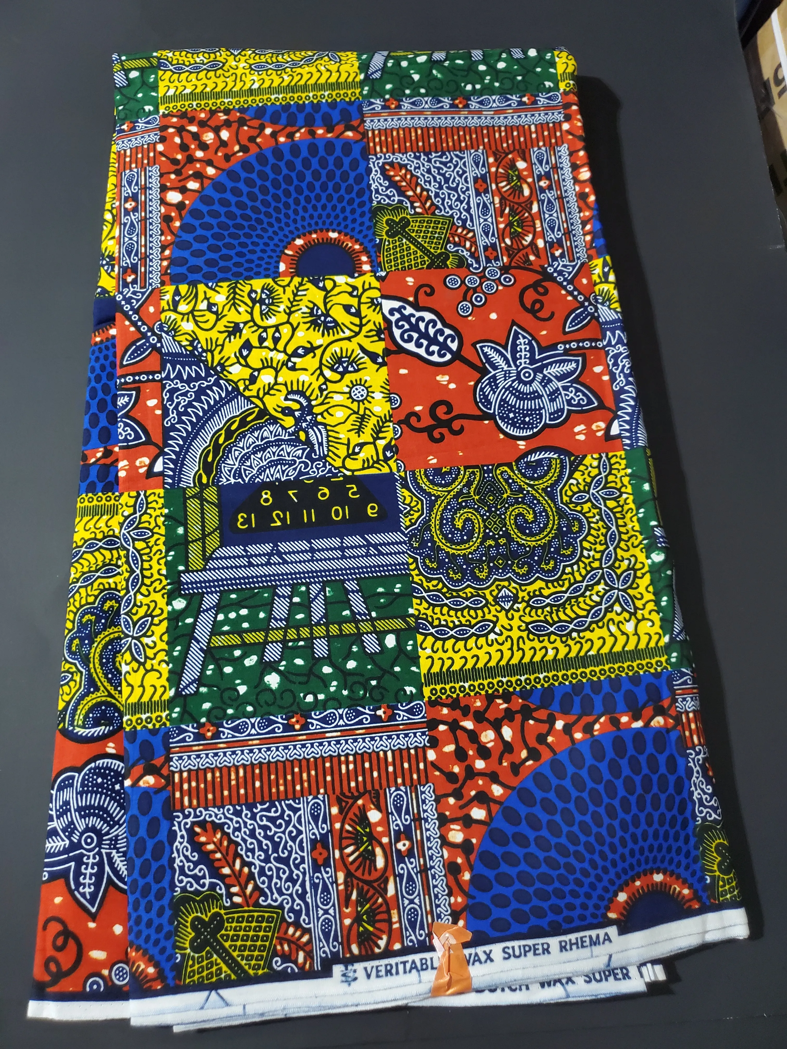 Blue and Orange Multicolor African Ankara Print Fabric