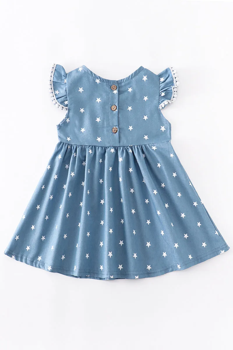 Blue star pom pom dress