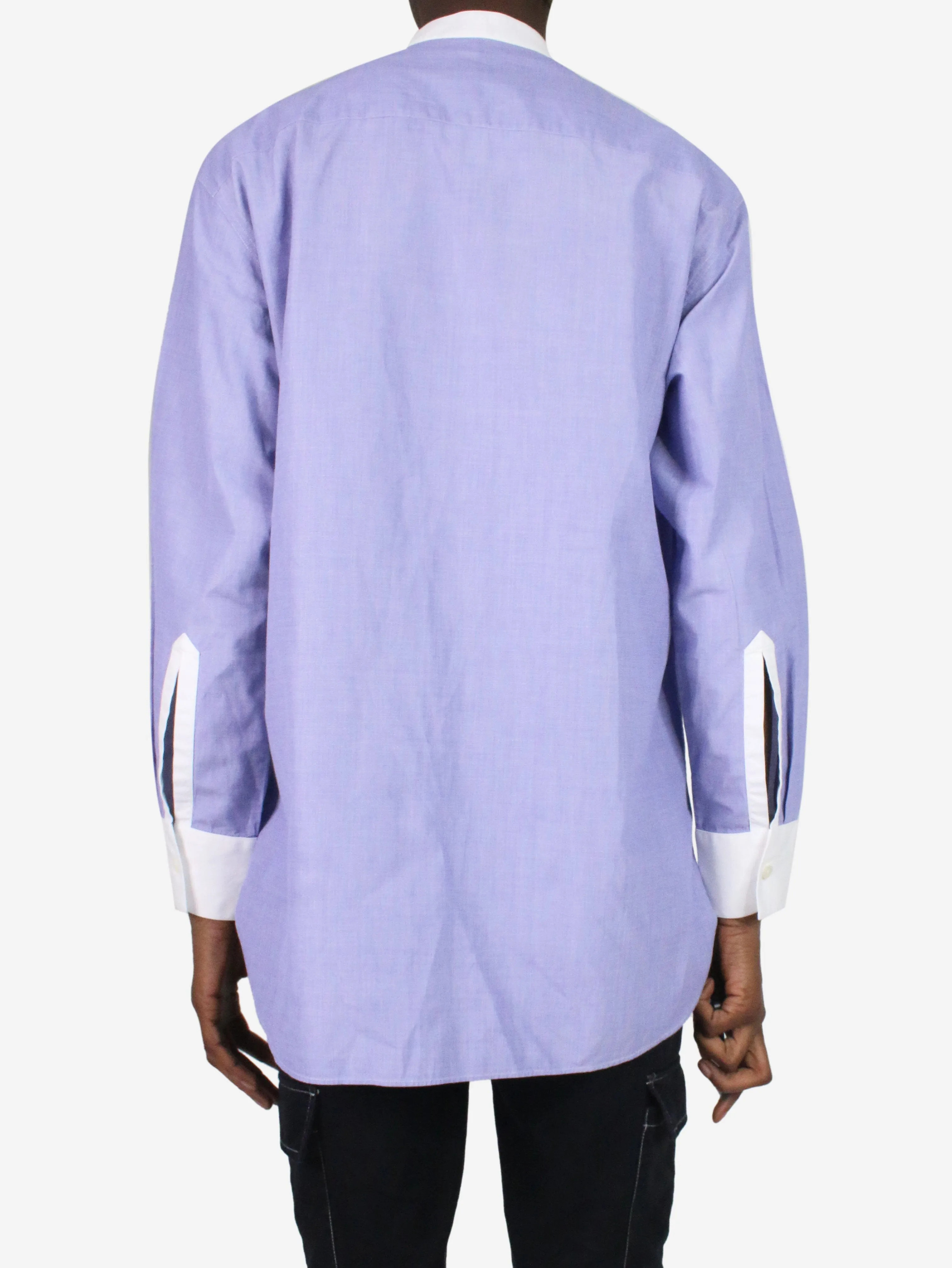 Blue tailored shirt with white detailing - size FR 40