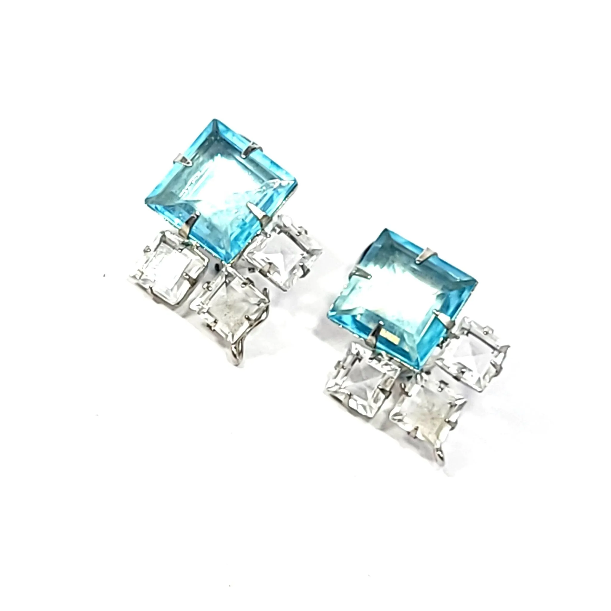 Blue Topaz and White Quartz Earrings from Bounkit