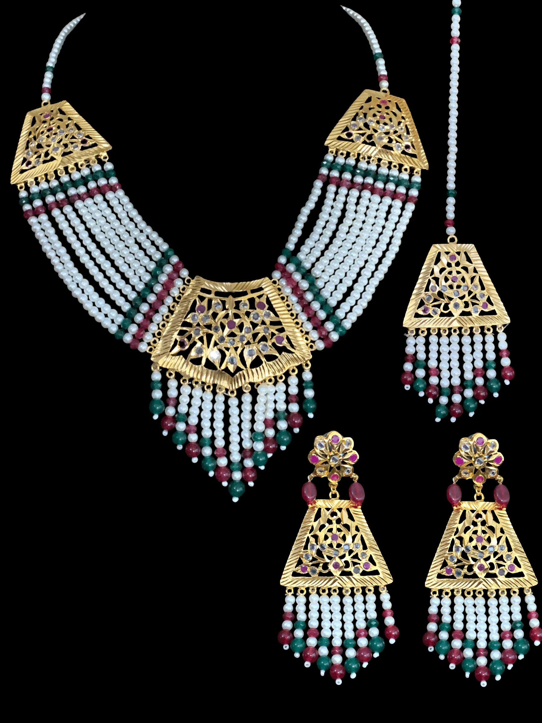 BR83 Aabha hyderabadi bridal set ( READY TO SHIP)