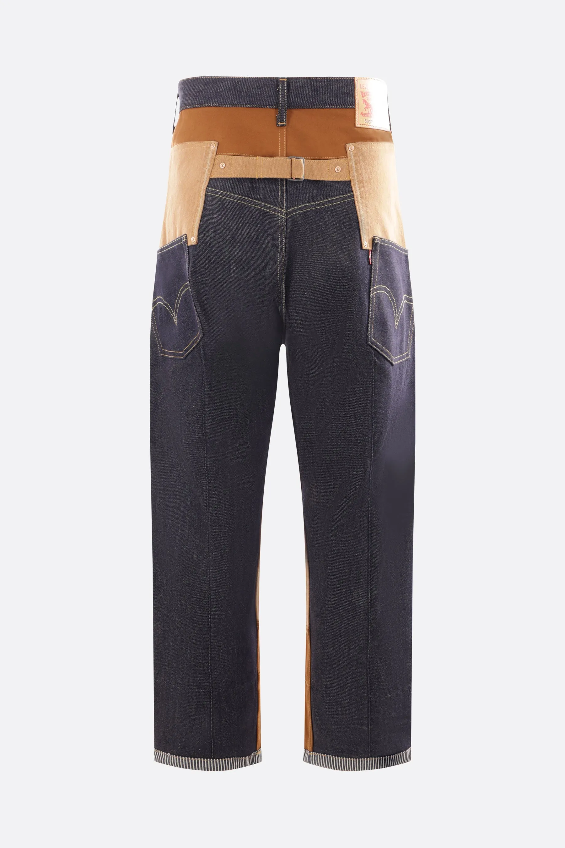 canvas and denim cropped jeans