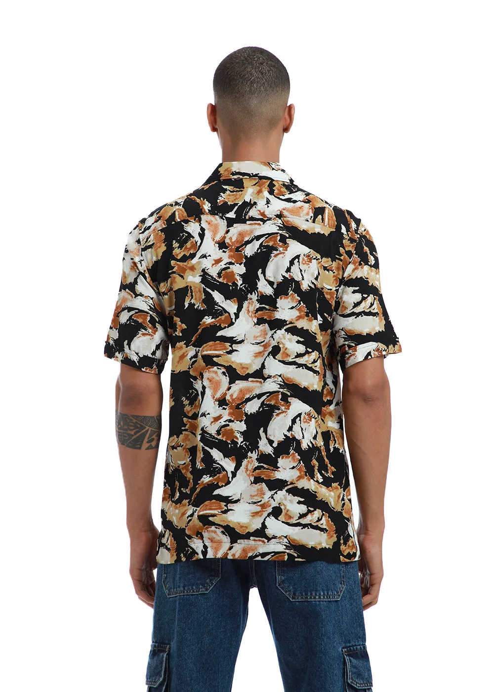 Caramel Brown Print Half sleeve shirt