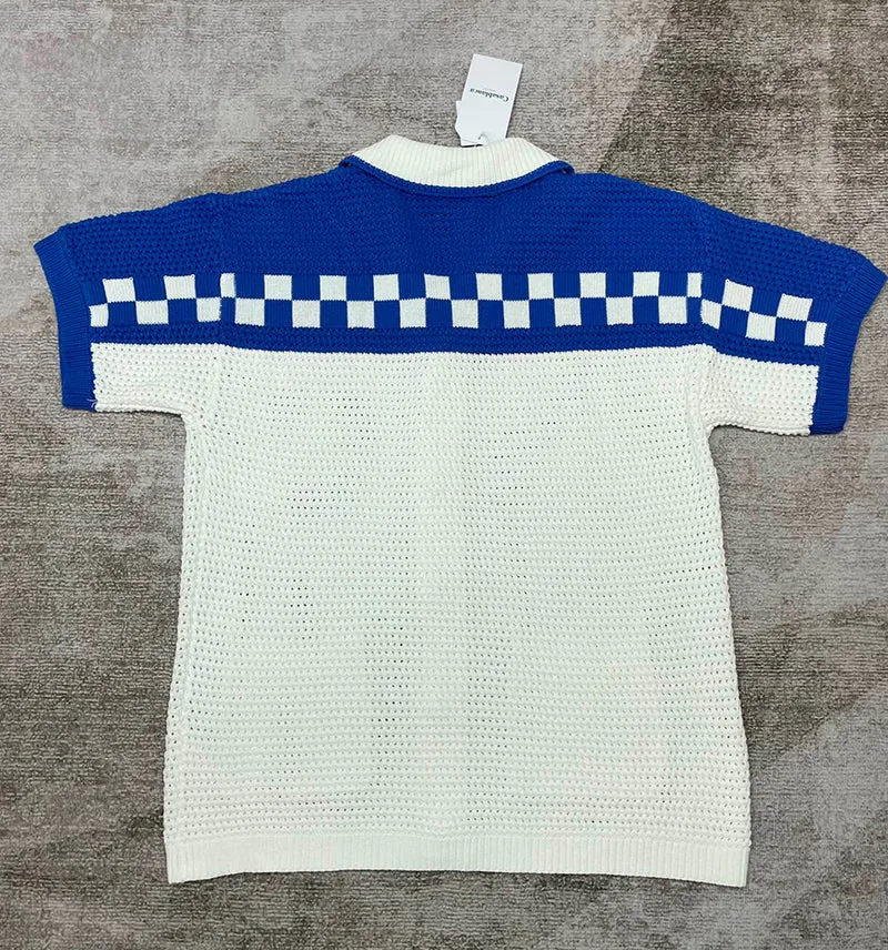 CASABLANCA Crochet-knit T Shirt Blue