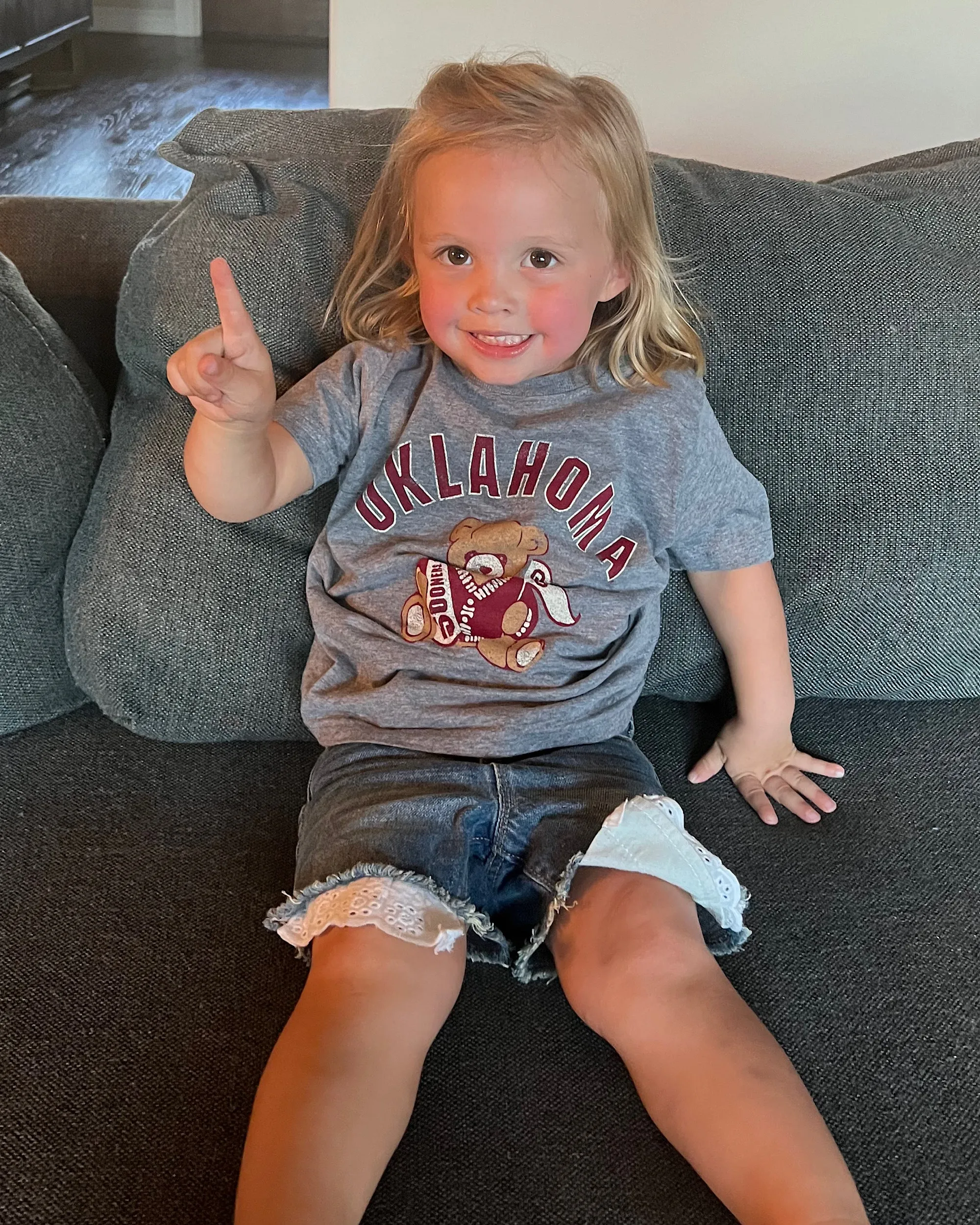 Children's OU Bear Gray Tee