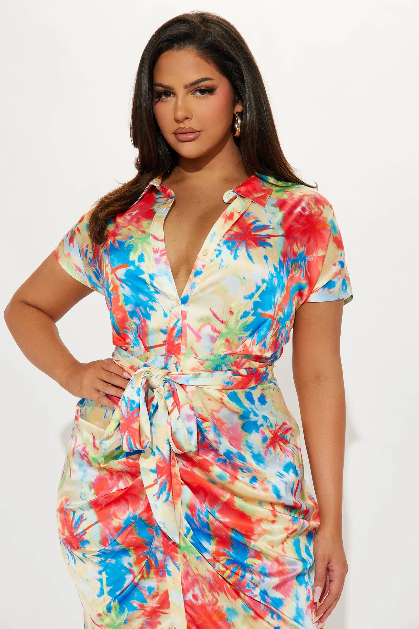 Chromatic Dream Satin Mini Dress - Multi Color