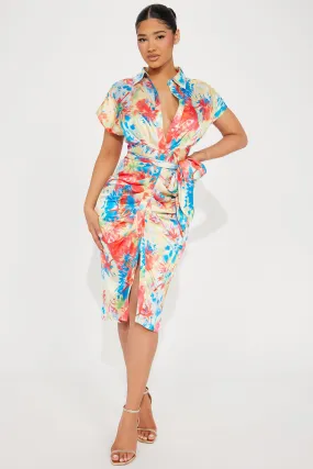 Chromatic Dream Satin Mini Dress - Multi Color