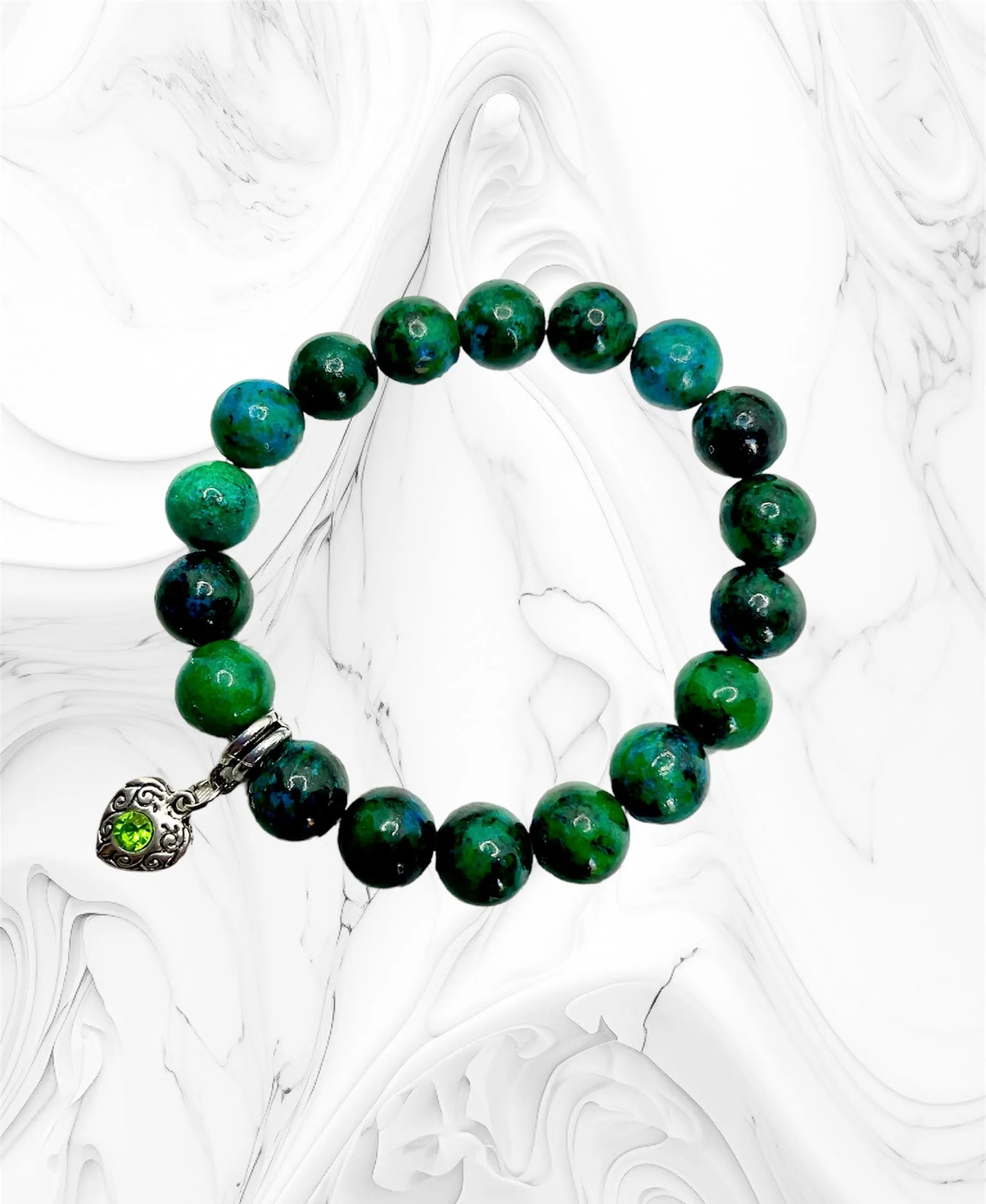 Chrysocolla Stretch Bracelet & Amethyst Anklet