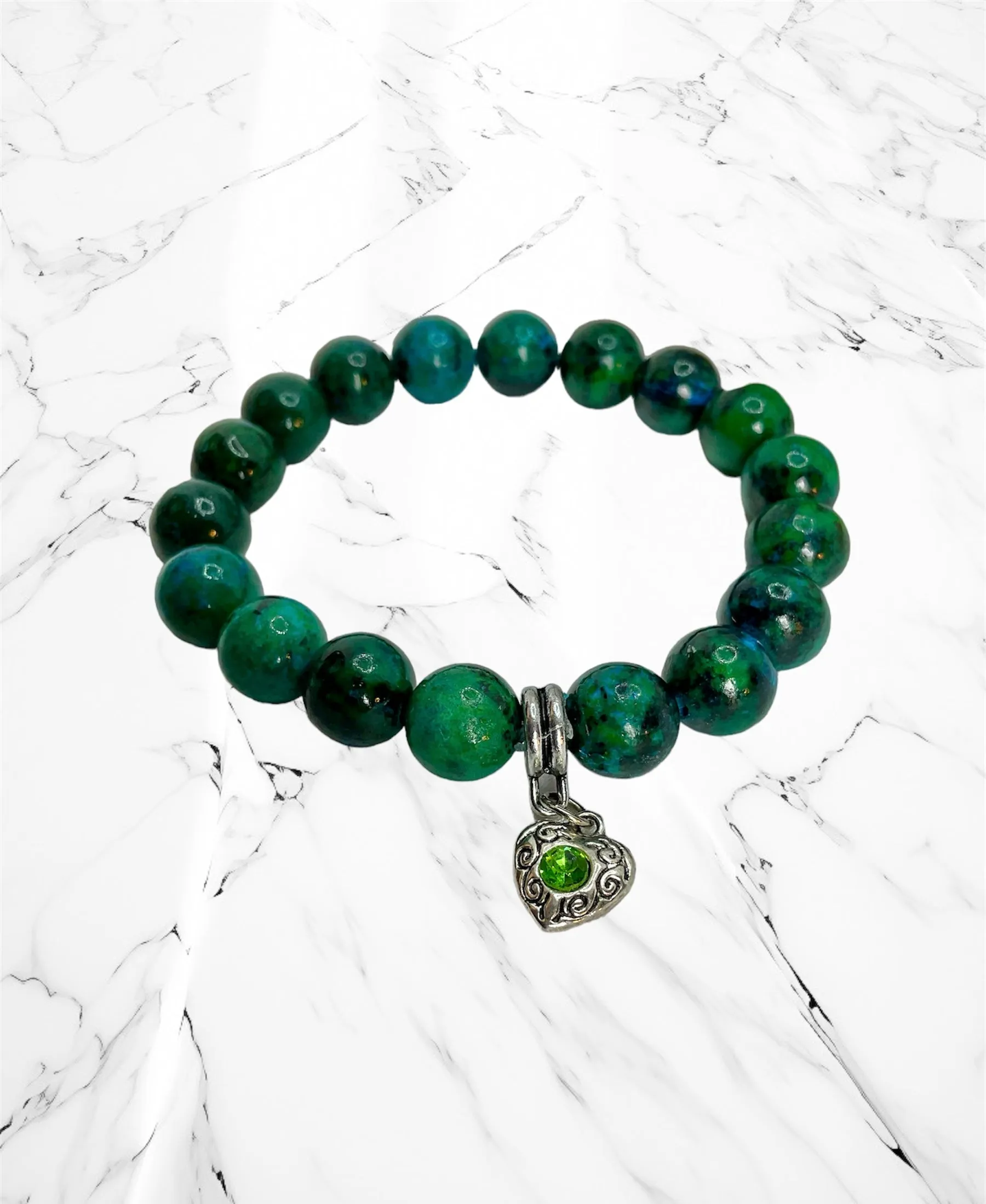 Chrysocolla Stretch Bracelet & Amethyst Anklet