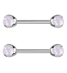 Claw Pink Opalite Internally Threaded Titanium Nipple Barbells