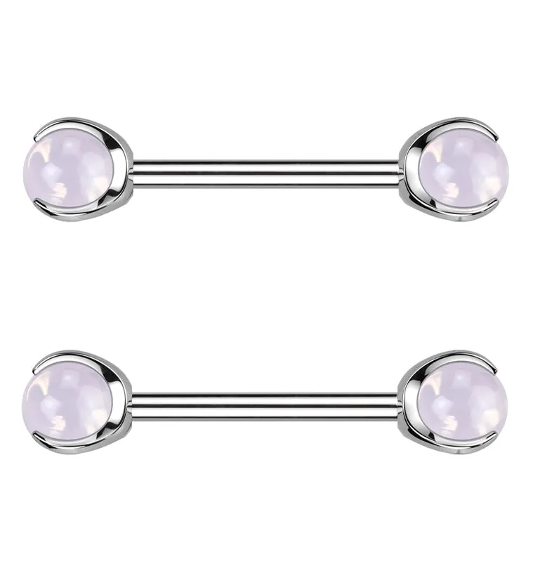 Claw Pink Opalite Internally Threaded Titanium Nipple Barbells