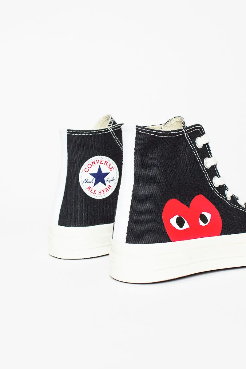 Comme Des Garons PLAY X Chuck Taylors 1970's Hi Ox Black