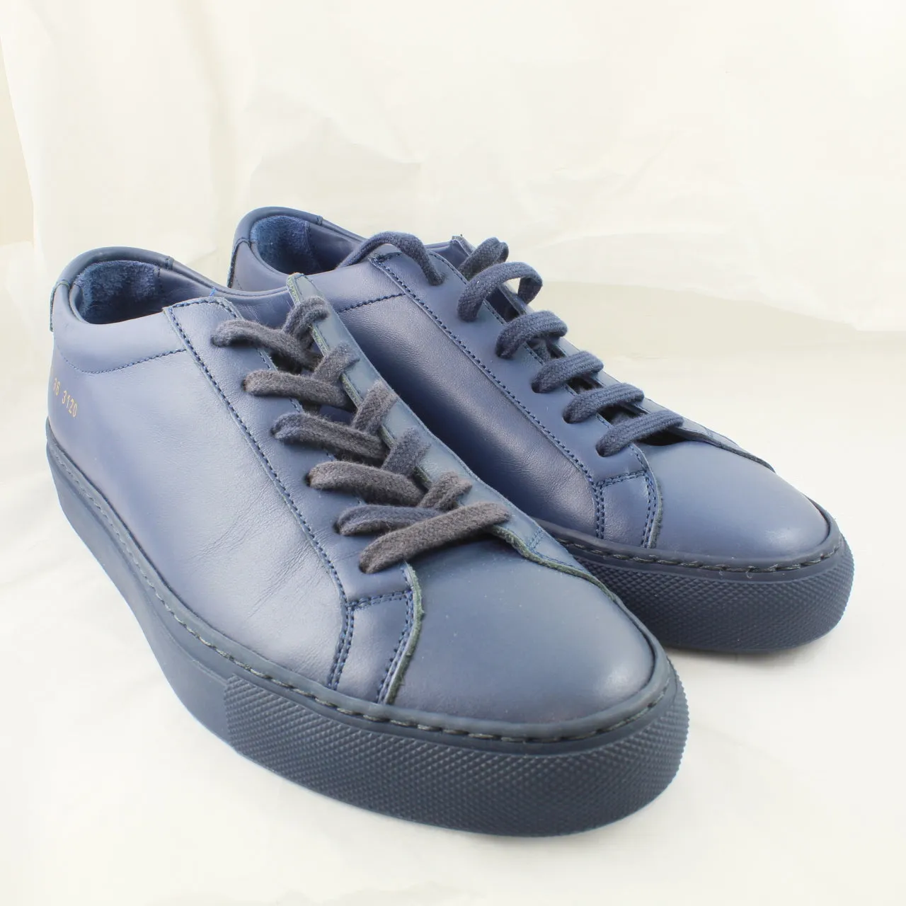 Common Projects Achillies Low W Navy Leather Mono Uk Size 3