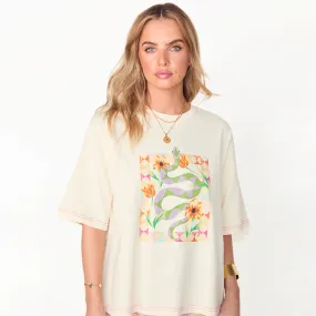 Cream Abstract Snake T-shirt