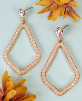 *Cream Crystal shape earrings with bling stud post