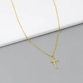 Cross CZ Pendant Short Chain Necklace