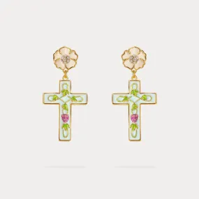 Cross Grape Vine Yard Earrings