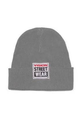 Cuffed Beanie With Large Logo Patch - Grey