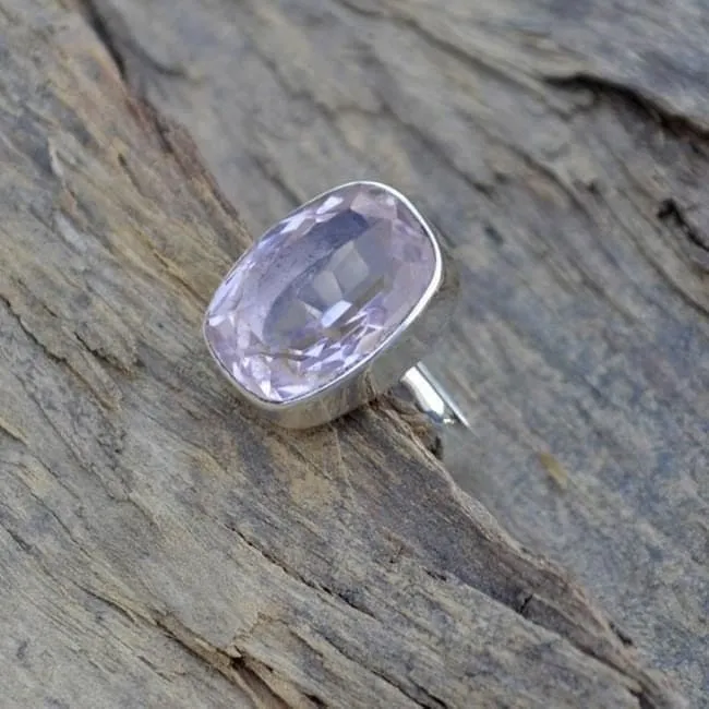 Cushion Pink Kunzite Quartz Gemstone 925 Sterling silver Ring, 22K Yellow Gold Filled, 22K Rose gold Filled Ring