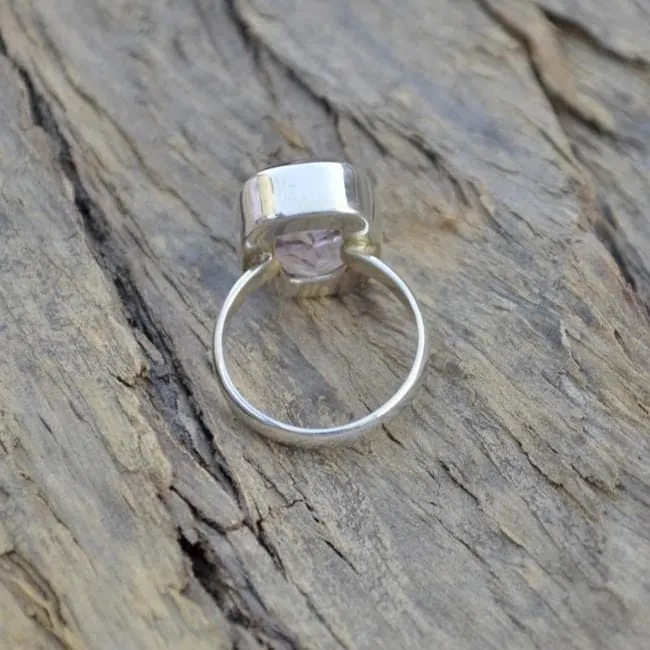 Cushion Pink Kunzite Quartz Gemstone 925 Sterling silver Ring, 22K Yellow Gold Filled, 22K Rose gold Filled Ring