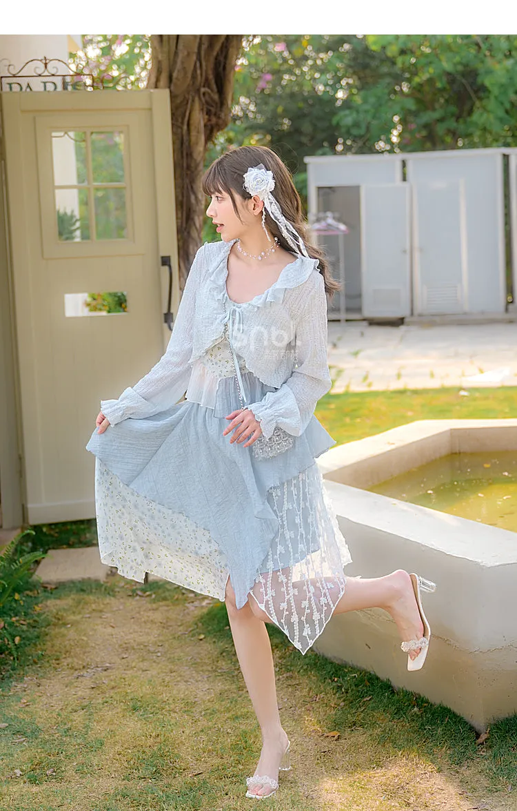 Cute Soft Girl Sky Blue Spring Cardigan ON626