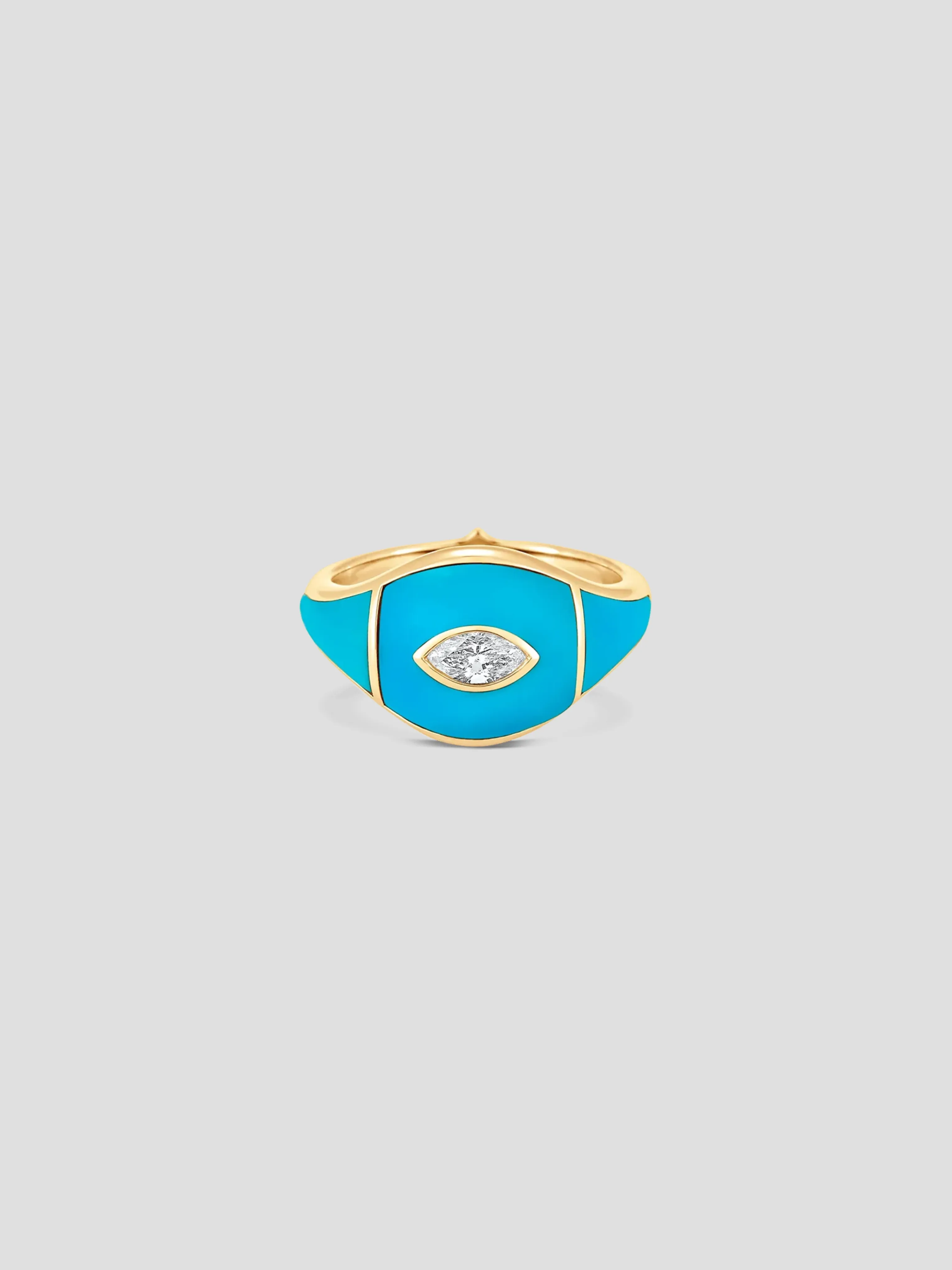 Donna Yellow Gold Turquoise and White Diamond Rosecut Ring