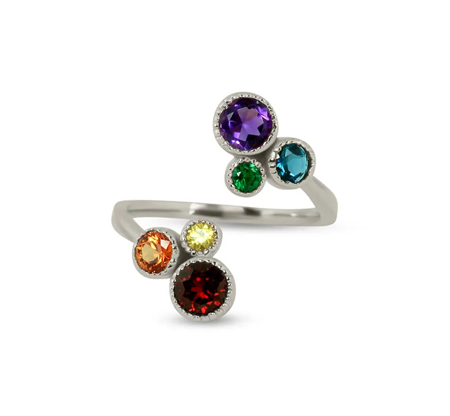 Double Circle of Love Rainbow Ring