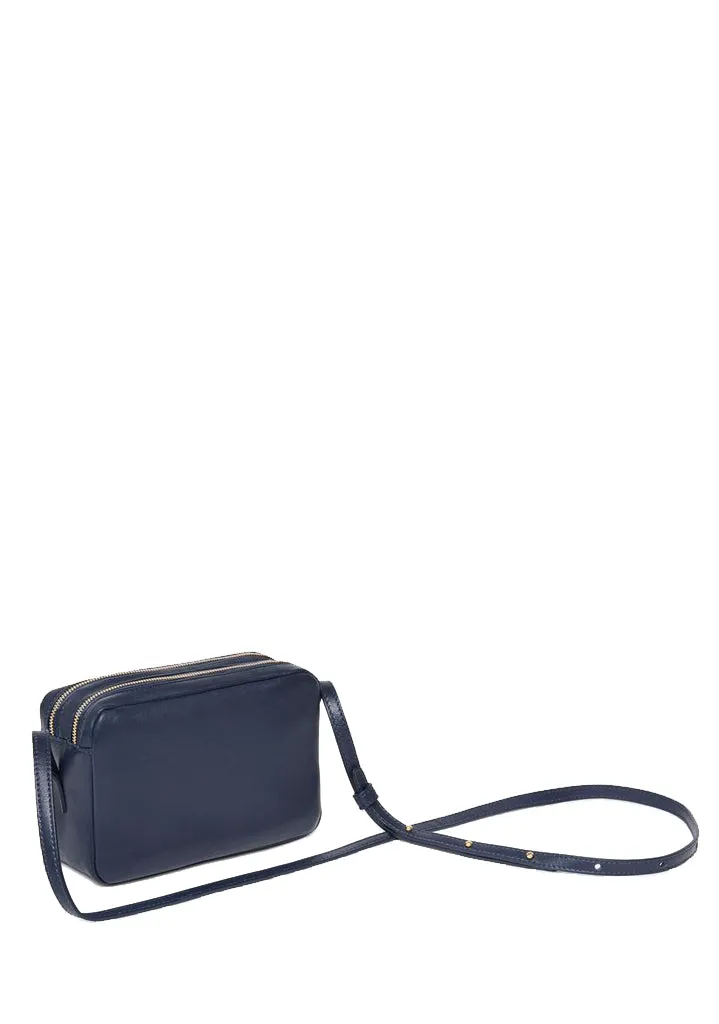 Double Zip Crossbody Lamb, Blue