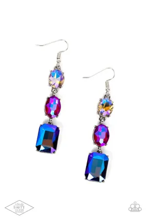 Dripping In Melodrama Multi Iridescent Rhinestone Earrings - Paparazzi Accessories