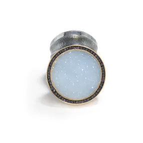 Drusy Chalcedony and Diamond Ring