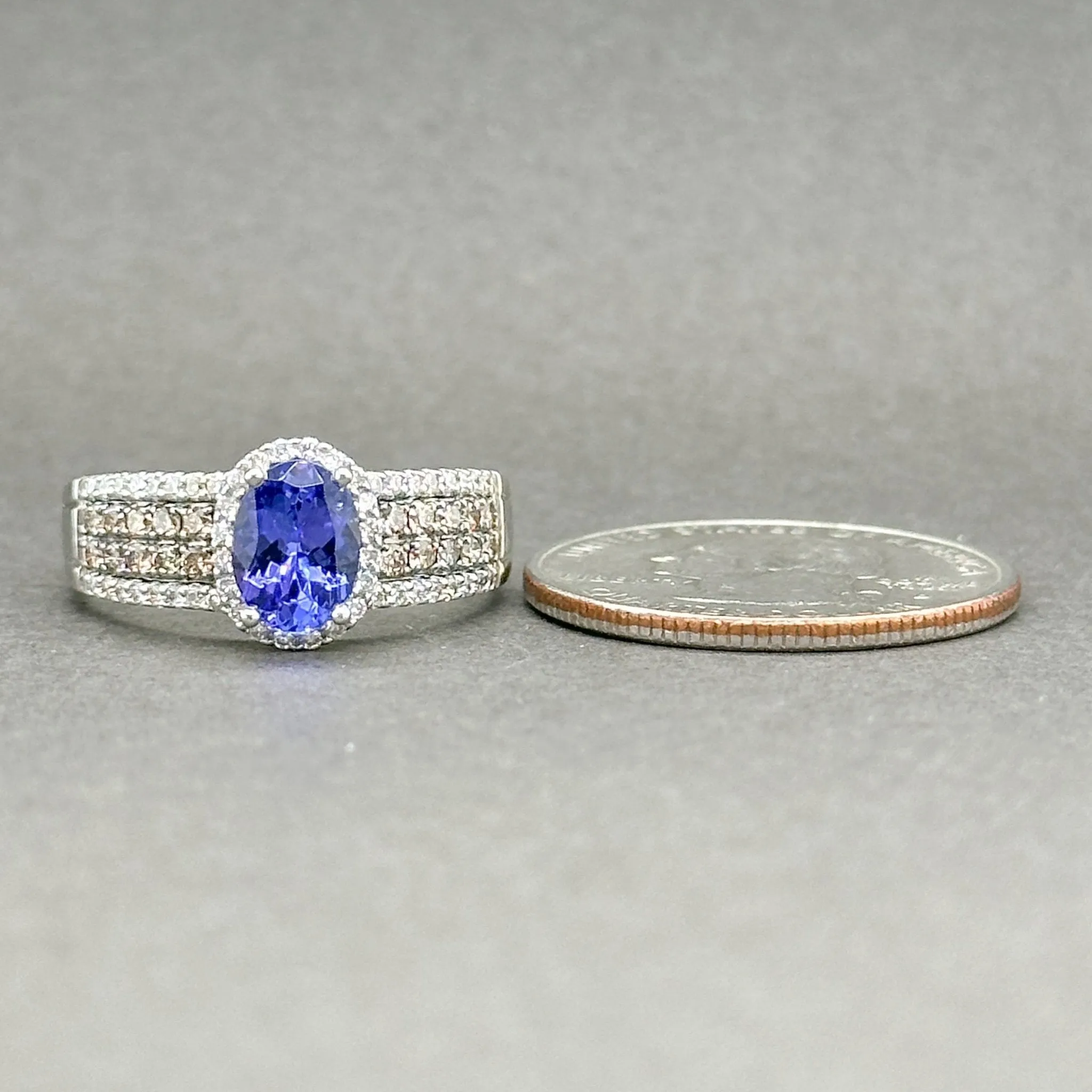 Estate Le Vian 14K W Gold 1.24ct Tanzanite & 0.51ctw Fancy Brown-I/SI1 Diamond Ring