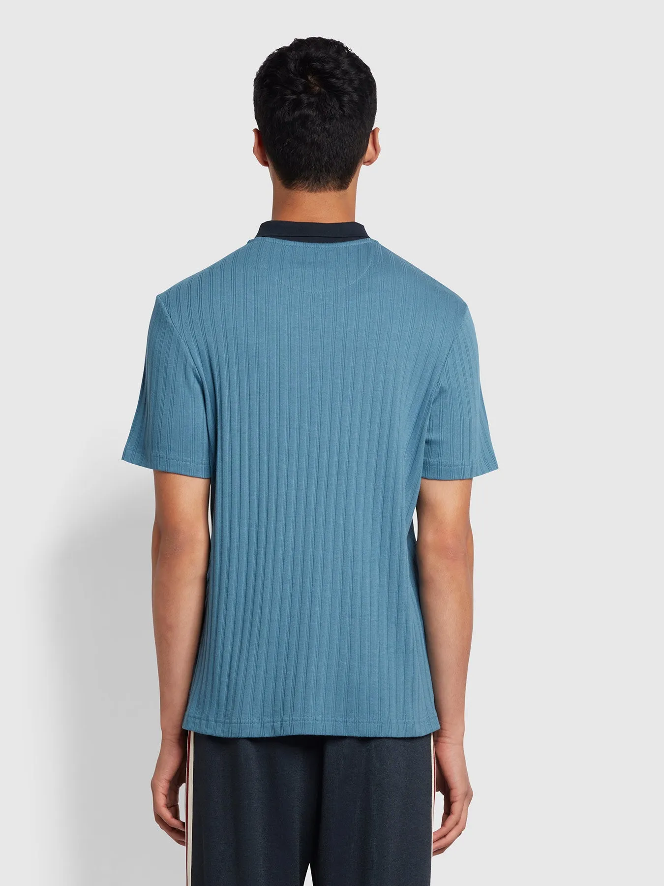 Gardiner Regular Fit Ribbed Polo Shirt In Saxe